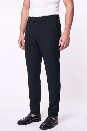 Comfort Fit Gofre Kumaş Esnek Pamuk Siyah Jogger Pantolon P 1224