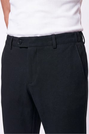 Comfort Fit Gofre Kumaş Esnek Pamuk Siyah Jogger Pantolon P 1224