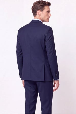 Slim Fit Mono Yaka Esnek Yünlü Lacivert Takım Elbise TK 2026