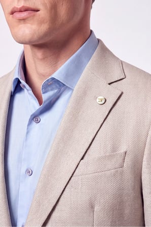 Comfort Fit Torba Cep Esnek Pamuklu Bej Blazer Ceket C 740