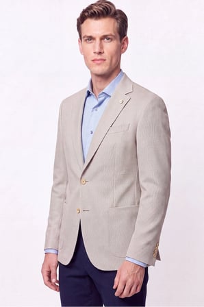 Comfort Fit Torba Cep Esnek Pamuklu Bej Blazer Ceket C 740