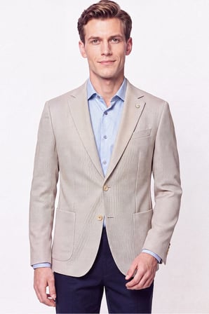 Comfort Fit Torba Cep Esnek Pamuklu Bej Blazer Ceket C 740