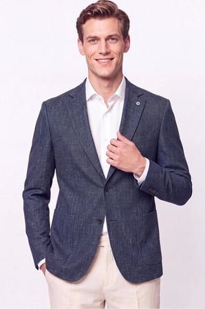 Comfort Fit Torba Cep Esnek Pamuklu Lacivert Blazer Ceket C 740