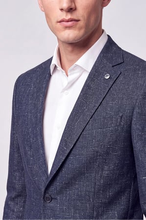 Comfort Fit Torba Cep Esnek Pamuklu Lacivert Blazer Ceket C 740