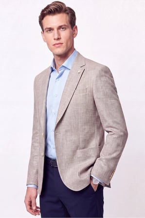 Comfort Fit Torba Cep Esnek Pamuklu Camel Blazer Ceket C 740