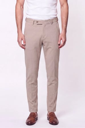 Comfort Fit Rahat Kalıp Yan Cep Pamuklu Dokulu Bej Pantolon P 1219