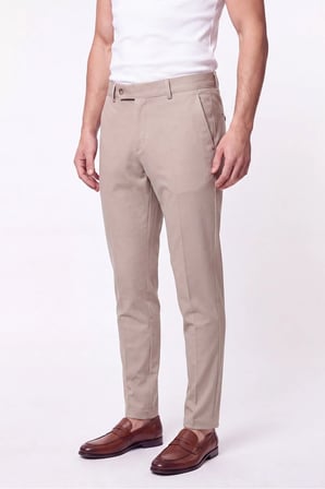 Comfort Fit Rahat Kalıp Yan Cep Pamuklu Dokulu Bej Pantolon P 1219