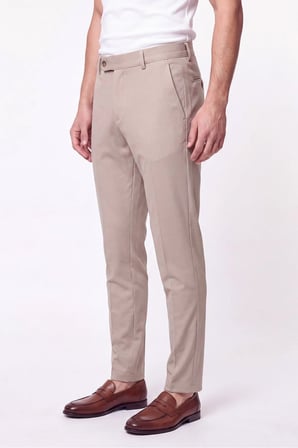Comfort Fit Rahat Kalıp Yan Cep Pamuklu Dokulu Bej Pantolon P 1219