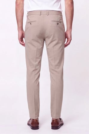 Comfort Fit Rahat Kalıp Yan Cep Pamuklu Dokulu Bej Pantolon P 1219