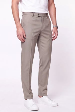 Comfort Fit Rahat Kalıp Yan Cep Pamuklu Dokulu Kum Pantolon P 1219