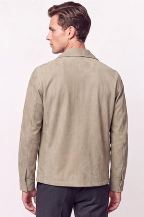 Comfort Fit Pamuklu Yan Cepli Çıtçıtlı Gömlek Modelli Bej Mont MT 181