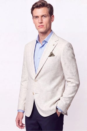 Comfort Fit Torba Cepli Yarım Astar Krem Keten Ceket C 741