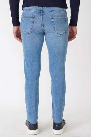 Slim Fit Beş Cepli Likralı Yıkamalı Mavi Jean Kot Pantolon Denim 135