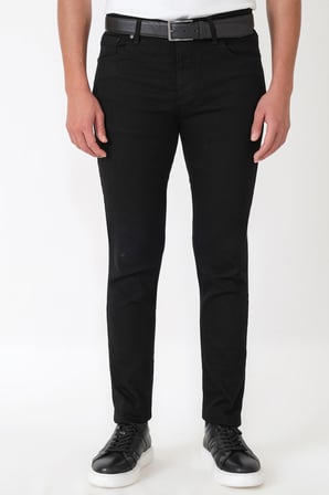 Slim Fit Beş Cep Likralı Düz Siyah Jean Kot Pantolon Denim 136