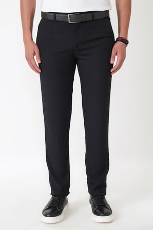 Comfort Fit Yan Cepli Pamuklu Siyah Pantolon P 1225