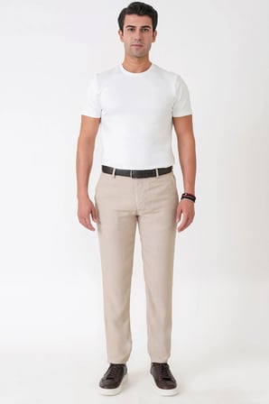 Comfort Fit Yan Cepli Pamuklu Bej Pantolon P 1225