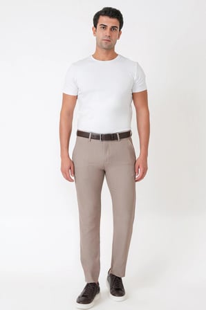 Slim Fit Esnek Pamuklu Yan Cepli Bej Pantolon P 1226