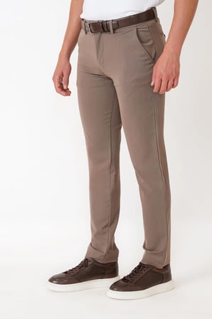 Slim Fit Esnek Pamuklu Yan Cepli Vizon Pantolon P 1226