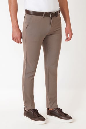 Slim Fit Esnek Pamuklu Yan Cepli Vizon Pantolon P 1226