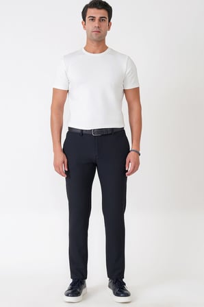 Comfort Fit Petek Dokuma Esnek Pamuklu Lacivert Pantolon P 1230