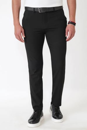 Slim Fit Yan Cep Esnek Yünlü Siyah Pantolon P 1232