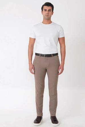 Slim Fit Yan Cep Esnek Yünlü Bej Pantolon P 1232