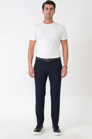 Slim Fit Yan Cep Esnek Yünlü Lacivert Pantolon P 1232