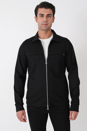 Comfort Fit Yan Cepli Fermuarlı Siyah Mont MT 185