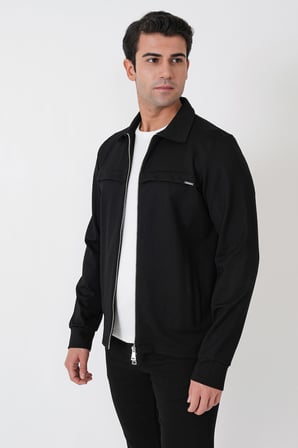Comfort Fit Yan Cepli Fermuarlı Siyah Mont MT 185