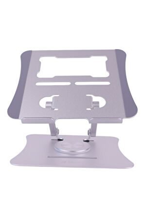 G68G Gri Notebook Standı – Metal, 360° Döner, Yükseklik & Açı Ayarlı Ergonomi