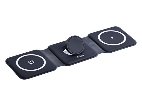 W07B Siyah 3 in 1 Manyetik Kablosuz Şarj Standı – iPhone, AirPods, Apple Watch