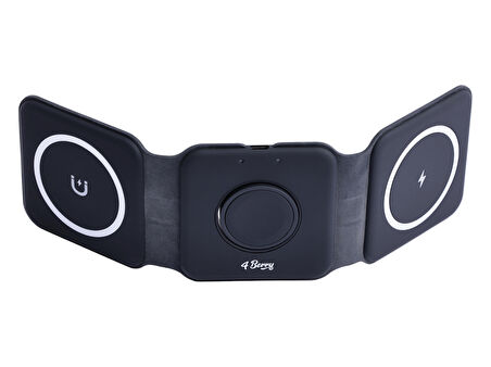 W07B Siyah 3 in 1 Manyetik Kablosuz Şarj Standı – iPhone, AirPods, Apple Watch