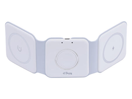 W07B Beyaz 3 in 1 Manyetik Kablosuz Şarj Standı – iPhone, AirPods, Apple Watch