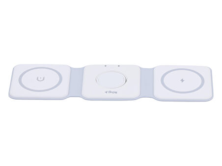 W07B Beyaz 3 in 1 Manyetik Kablosuz Şarj Standı – iPhone, AirPods, Apple Watch