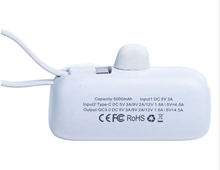 DX268Y Beyaz Powerbank – 5.000 mAh, 22.5 W Lightning Hızlı Şarj