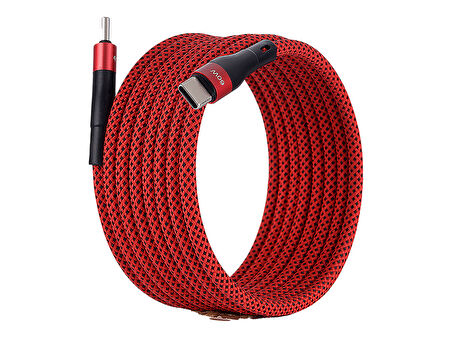 BMCC-02 Kirmizi Manyetik USB-C-USB-C Kablo – 1.5 m, 60 W Hızlı Şarj