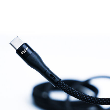 BMCC-04 Siyah USB-C-C Manyetik Kablo – 1 m, 100 W Süper Hızlı Şarj