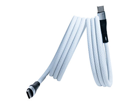 BMCC-06 Beyaz USB-C-C Manyetik Kablo – 2 m, 100 W Süper Hızlı Şarj