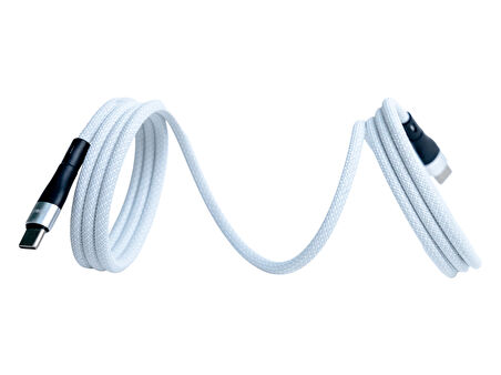 BMCC-06 Beyaz USB-C-C Manyetik Kablo – 2 m, 100 W Süper Hızlı Şarj