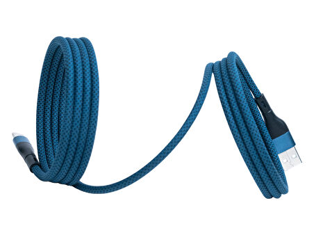 BMUC-02 Mavi Manyetik USB-A-C Kablo – 1.5 m, Süper Hızlı Şarj