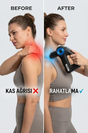 4Berry Mini Üçgen Masaj Tabancası SL-8891 | 9 Kademe Güç, 9 Başlıklı, 1500 mAh Bataryalı, Type-C Şarjlı Profesyonel Kas Masaj Aleti