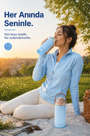 4Berry 700 ML Termos Matara Çift Cidarlı Vakum Yalıtımlı Sıcak Soğuk Tutan Sızdırmaz Kapaklı - Mavi