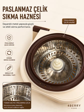 4Berry Home Tekerlekli Spin Mop Seti FB-111– Pedallı Sıkma Hazneli, Mikrofiber Başlıklı ve Teleskopik Saplı Temizlik Seti