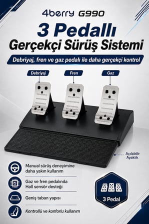 G990 270° Gaming Direksiyon Seti – 6+1 Vitesli, 3 Pedallı, Titreşimli Yarış Simülasyonu