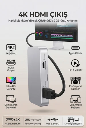 4Berry Manyetik M.2 NVMe Telefon SSD Kutusu – 10Gbps, MagSafe Uyumlu, 4K HDMI & 100W PD Destekli Harici Hard Disk Kutusu