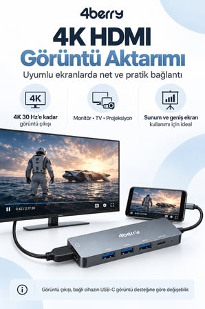 KD5 5’i 1 Arada USB-C Hub – 4K HDMI, USB Çoklayıcı ve PD Şarj Desteği
