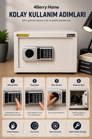 TC-028 Akıllı Elektronik Kasa – Şifreli Dijital Çelik Kasa, Acil Durum Anahtarlı