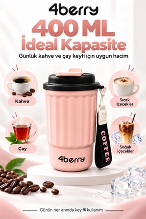 COFFEE CUP ÇELİK TERMOS 400 ML - PEMBE