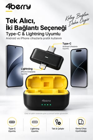 K32 Kablosuz Yaka Mikrofonu – Çift Mikrofonlu, Şarj Kutulu, Type-C & Lightning Uyumlu