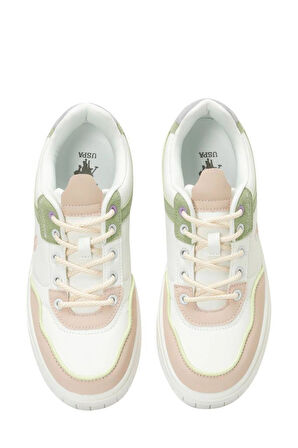 U.S. Polo Assn. CANDY 5FX 101946942 Kadın Sneaker Ayakkabı Bej Beyaz Yeşil 36-40 